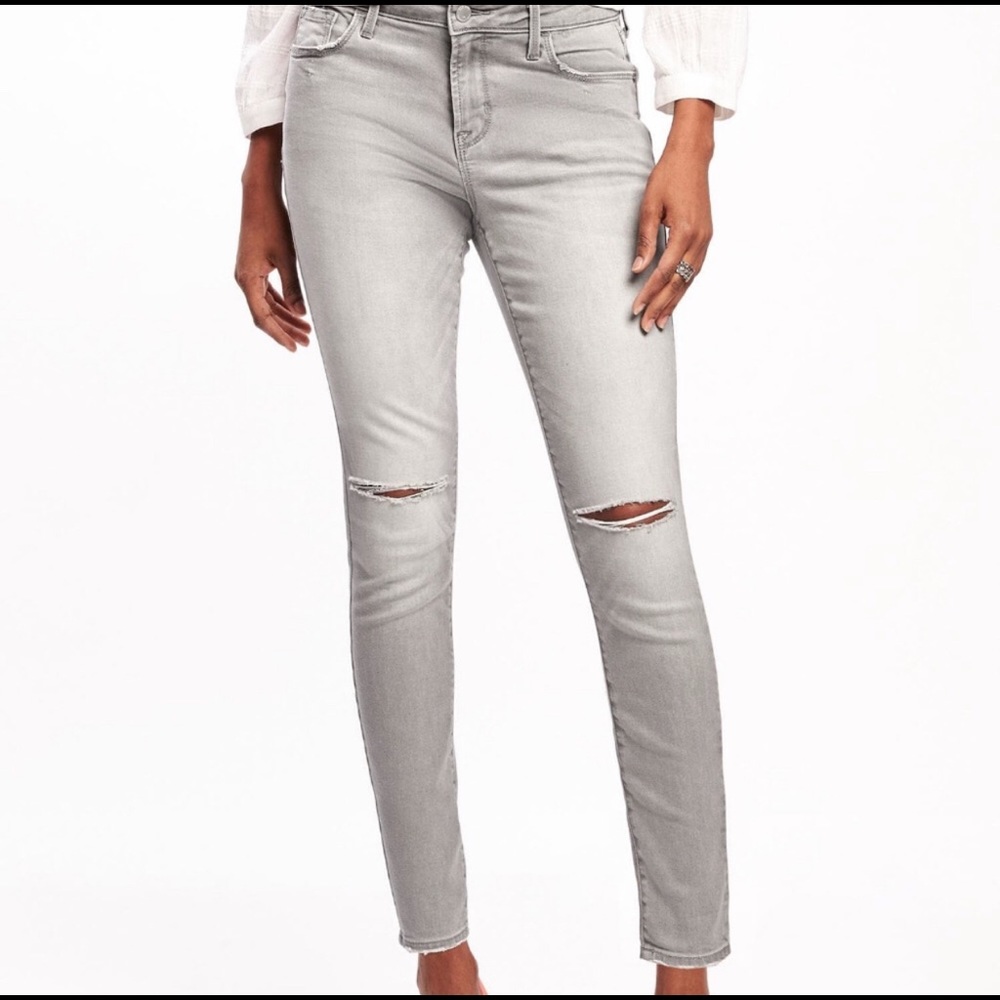Mode rise tall grey skinny jeans